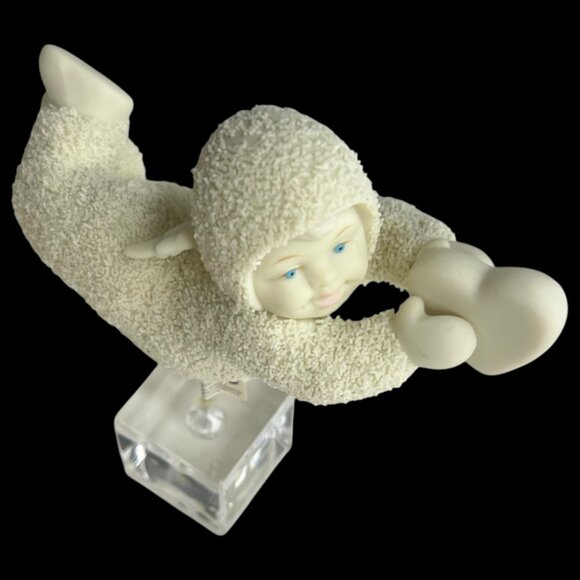 Dept 56 Snowbabies Falling For You Figurine Angle Flying Over Acrylic Cube VTG - Picture 3 of 12